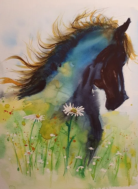 Akvarell Sommaräng av Mia Älegård