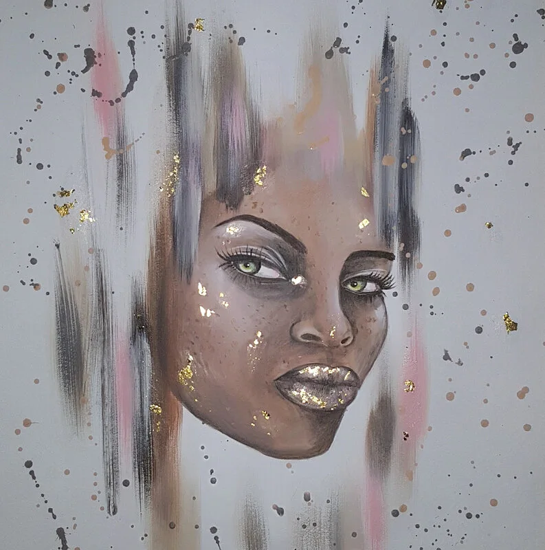 Akrylmålning Afrikansk kvinna av Ingrid Alm