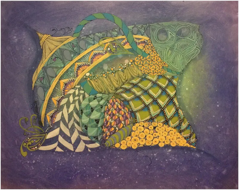 Akrylmålning Space-Sailing av Anne Pilgrim