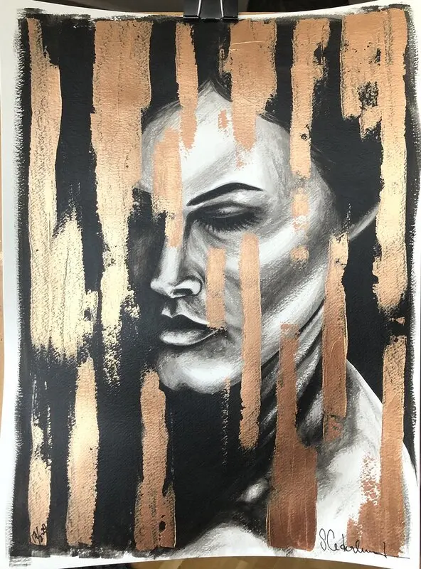 Akrylmålning Golden Rain av Susanne Cederlund
