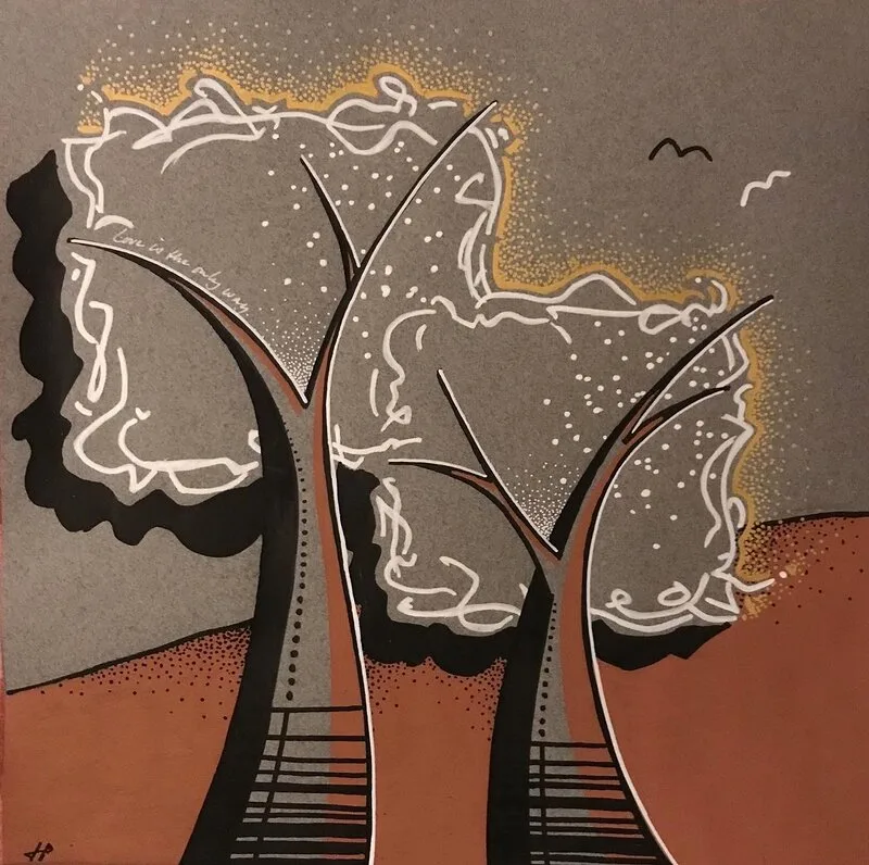 Akrylmålning LOVE IS THE ONLY WAY av Lotta Pressfeldt