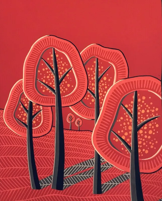 Akrylmålning BLOTT RÖTT av Lotta Pressfeldt