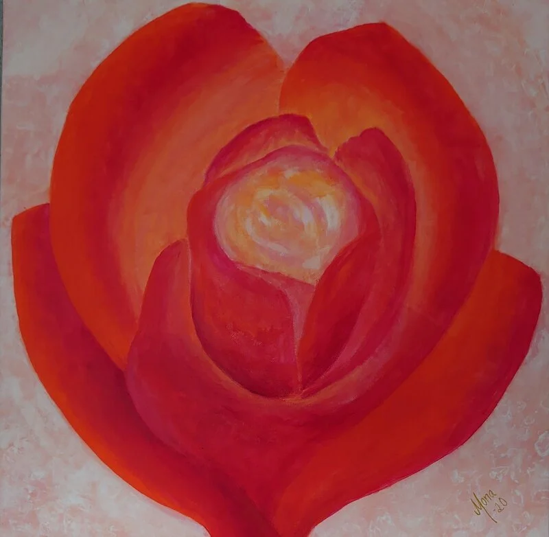 Akrylmålning Orange ros av Mona Lindström