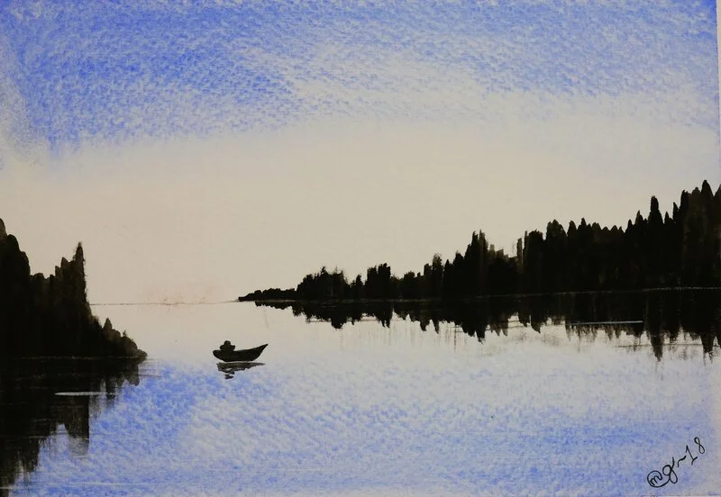 Akvarell Blue av Michaela Gustafsson