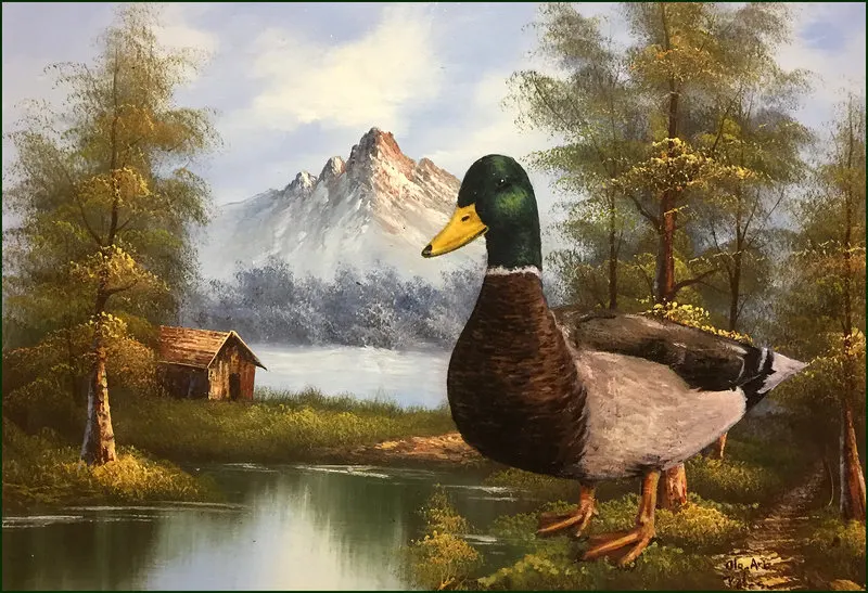 Oljemålning Vi hade alla hört legenderna om storsjöankan, men avfärdat dem som myter av Ola Art