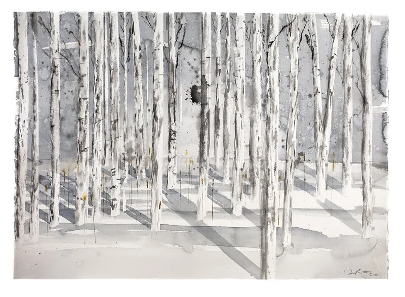 Akvarell Vinterskog II av Daniel Zausnig