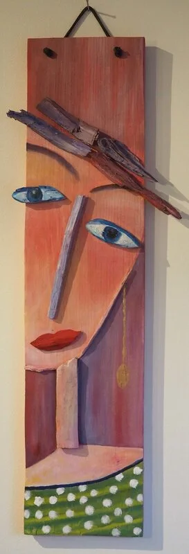 Skulptur Ansikte Röd av Maria Källberg