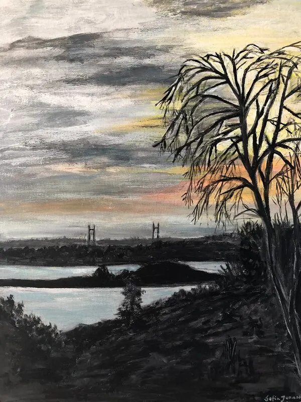 Akrylmålning Tidig morgon! av Sofia Jonasson