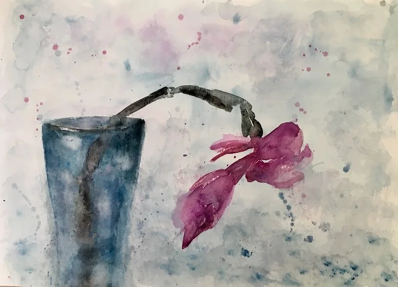 Akvarell Ensam kvist av Gunilla Tuvin
