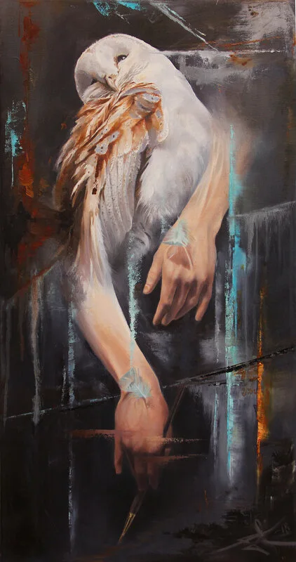 Oljemålning Immoral power av Frida Johansson-Kuoppala