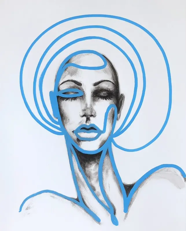 Akrylmålning Blue Thoughts av Susanne Cederlund