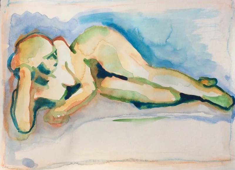 Akvarell Liggande kvinna av Lena Öhman