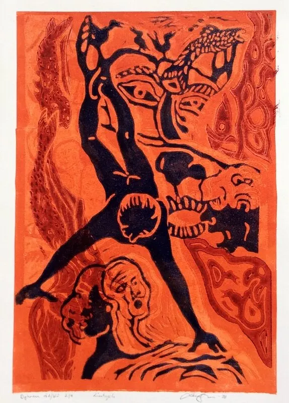 Dykaren-röd/blå av Lena Öhman