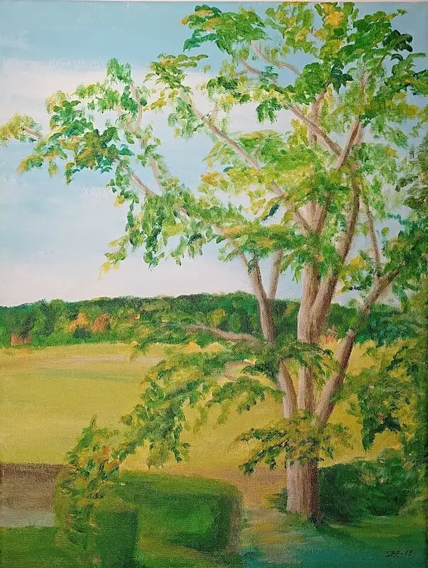 Akrylmålning Utanför 1700-talsfönstret av Sigrid Ehrenberg