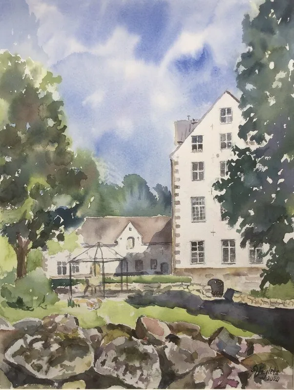 Akvarell Salnecke slott av Svitlana Vasylets