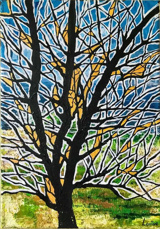 Akrylmålning Svart träd av Louise Östberg