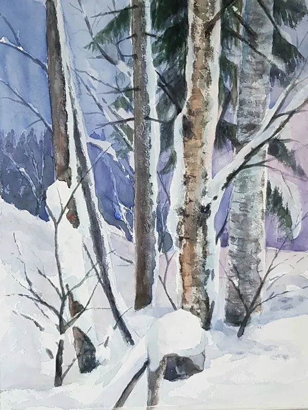 Akvarell Snövinter av Bo Wiktorsson