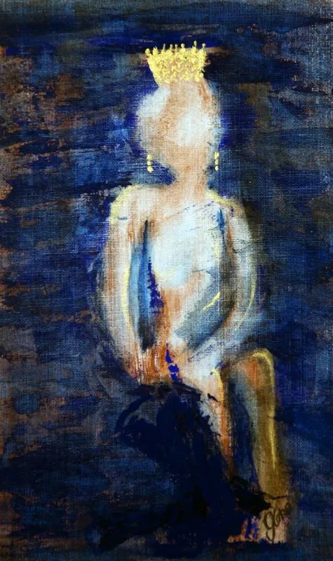 Akrylmålning Obs! Finns som print i A3 - Drottning klädd i jeans av Mona Nordin