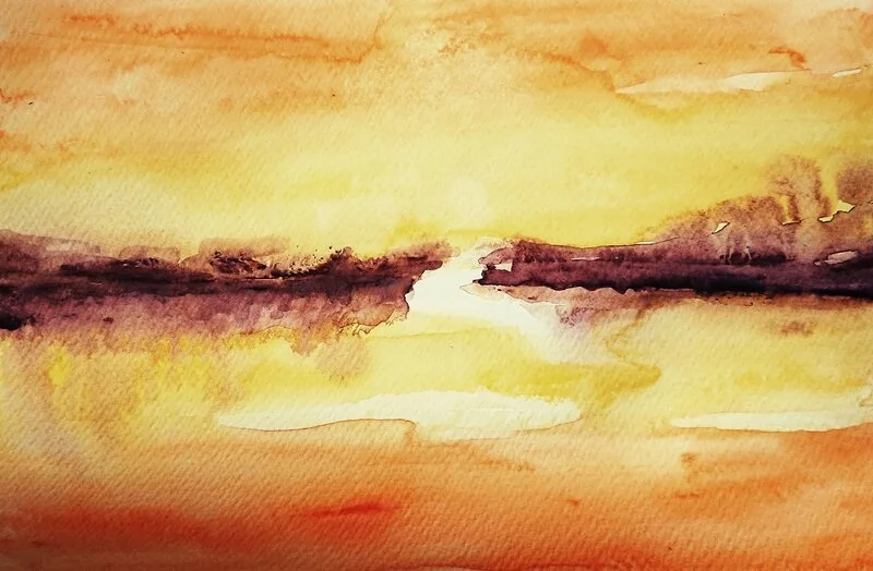 Akvarell Sunset in Roslagen ll av Amie Norrman Söderman