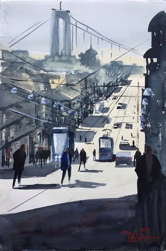 Akvarell Hängmattan, Göteborg av Emin Fine Art
