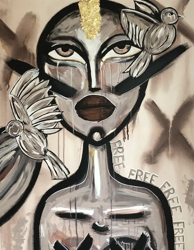 Akrylmålning X av Michaela Lundin