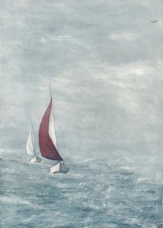 Akrylmålning Trevlig blåsdag av Beata Ivarsson