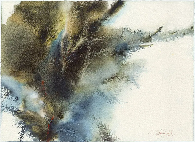 Akvarell Сypress av Olga Sternyk