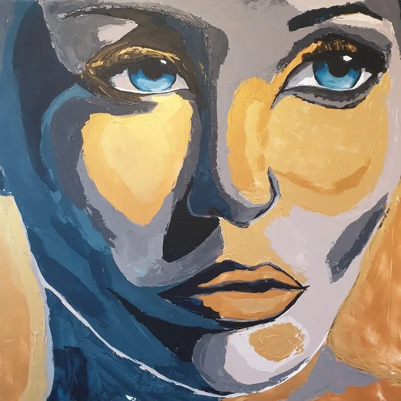 Akrylmålning Goldie av Mia Färm