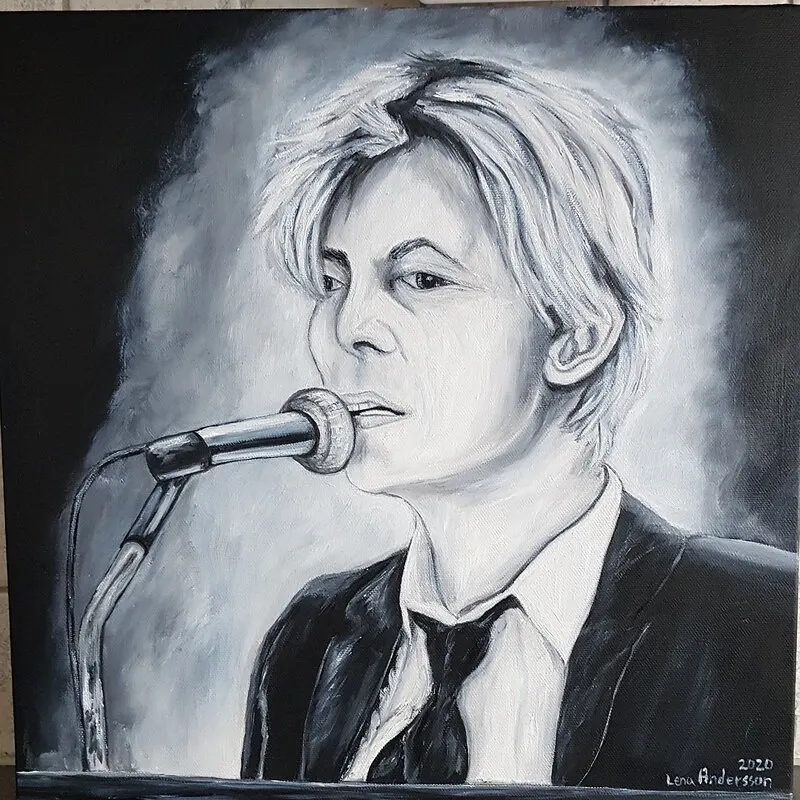 Oljemålning David Bowie av Lena Andersson
