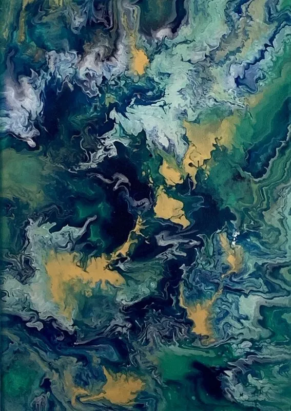 Akrylmålning Pour 5 av Anna Norén