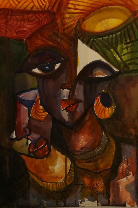 Akvarell Mother and child 2 av David Obi