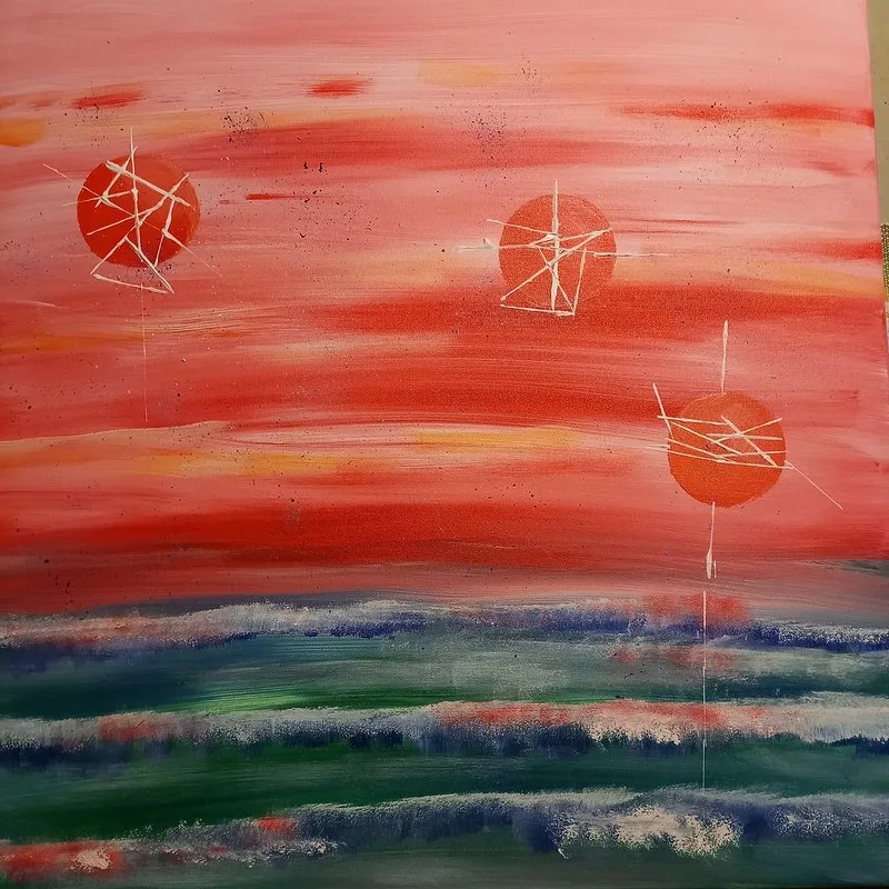 Akrylmålning Sunset spectra av Ellinor Karlsson