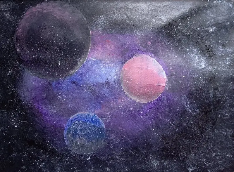 Akrylmålning Planetoz av Ellinor Karlsson