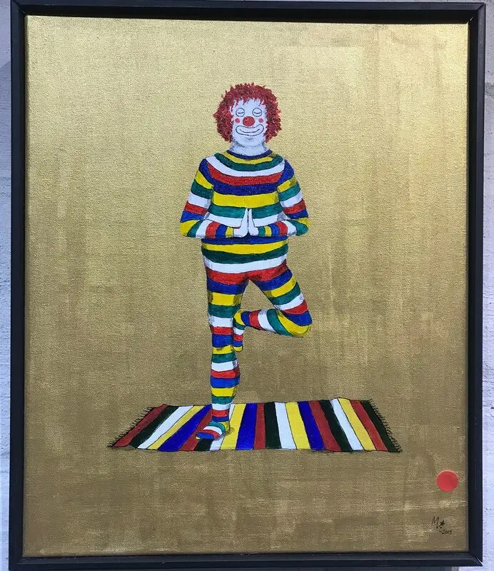 Akrylmålning Yogaclown av Marie Lindström