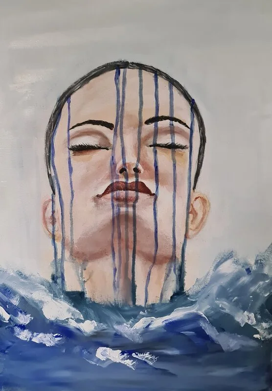 Akrylmålning She rises av Annika Ranje