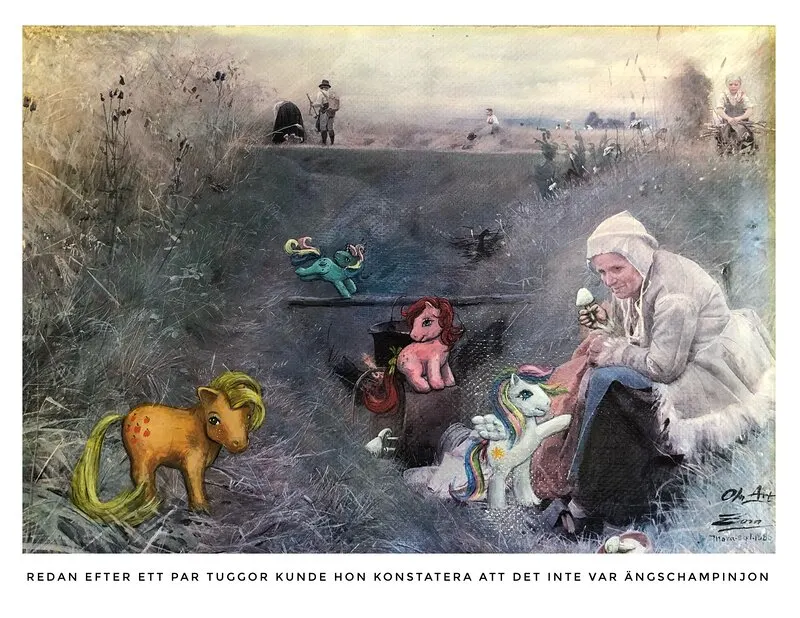 Oljemålning Redan efter ett par tuggor kunde hon konstatera att det inte var ängschampinjon av Ola Art