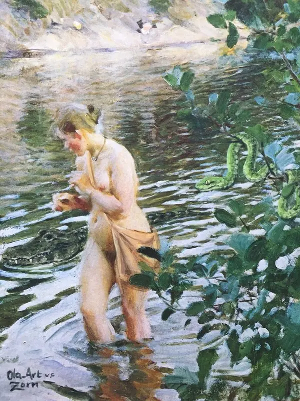 Akrylmålning Naked and Afraid av Ola Art