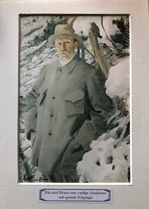 Där stod Bruno som vanligt i buskarna och spelade fickpingis av Ola Art