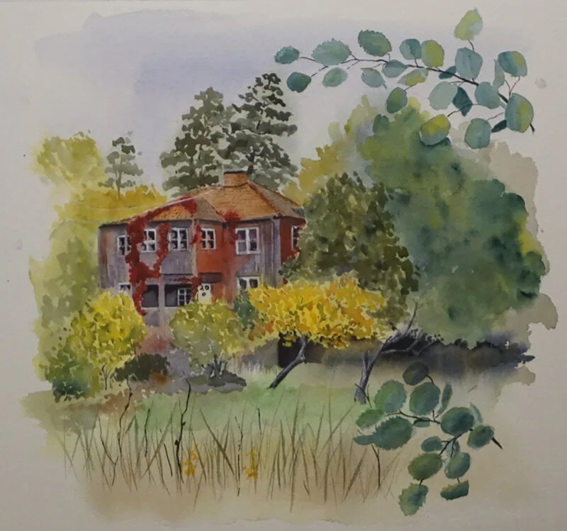 Akvarell Kyrkviken av Cecilia Alvthin