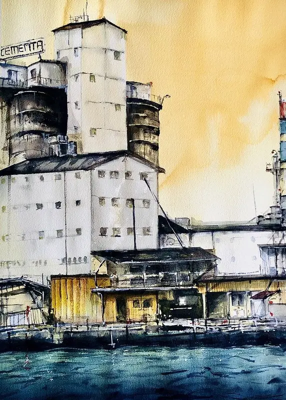 Akvarell Cementa av Tomas Holm