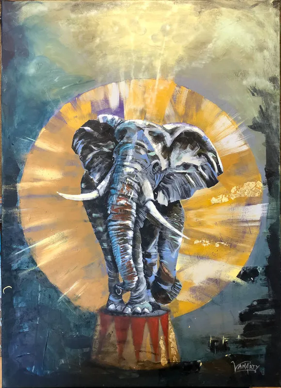 Akrylmålning Allt ljus på mig av Van Arty