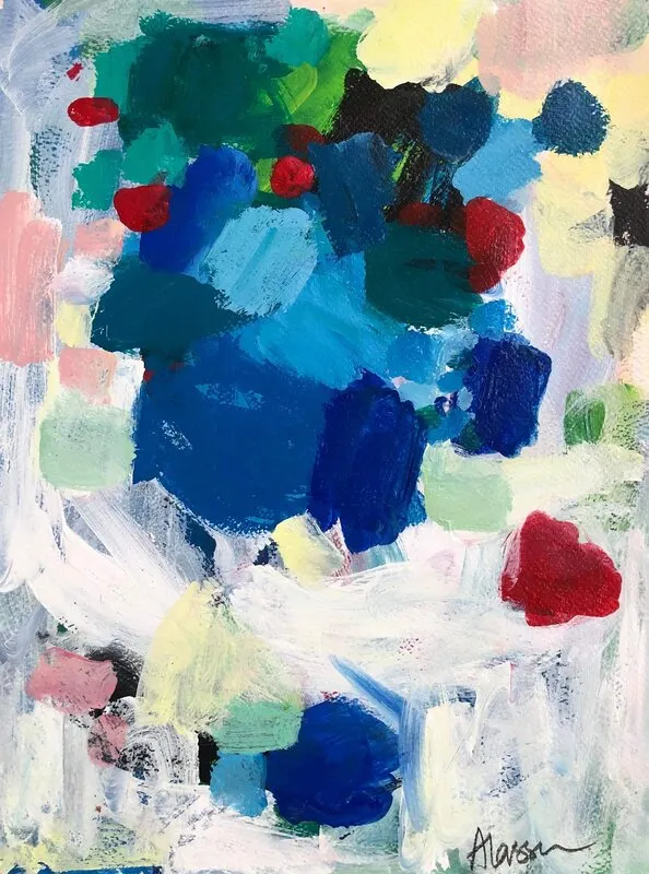 Akrylmålning Fluffy blue av Alicia Larsson