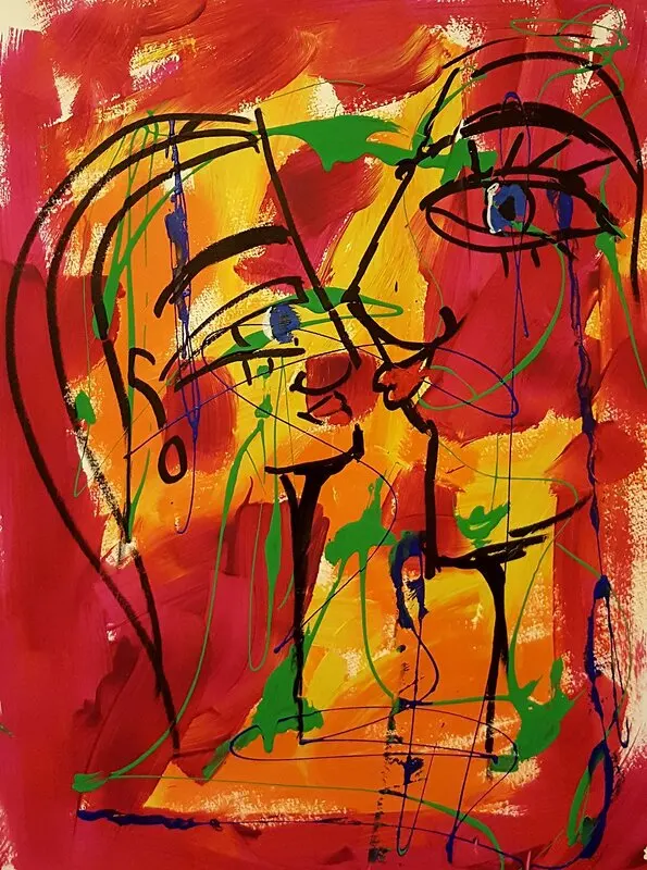 Akrylmålning Let's stick together av Åsa Edlund