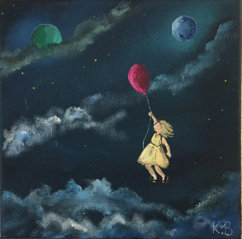 Oljemålning I Belive I Can Fly av Katarina Bäcklund