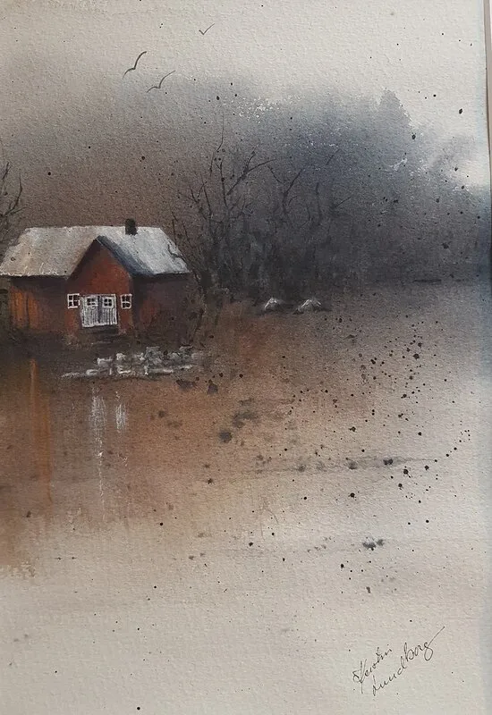 Akvarell Sommaren är slut av Kerstin Lundborg