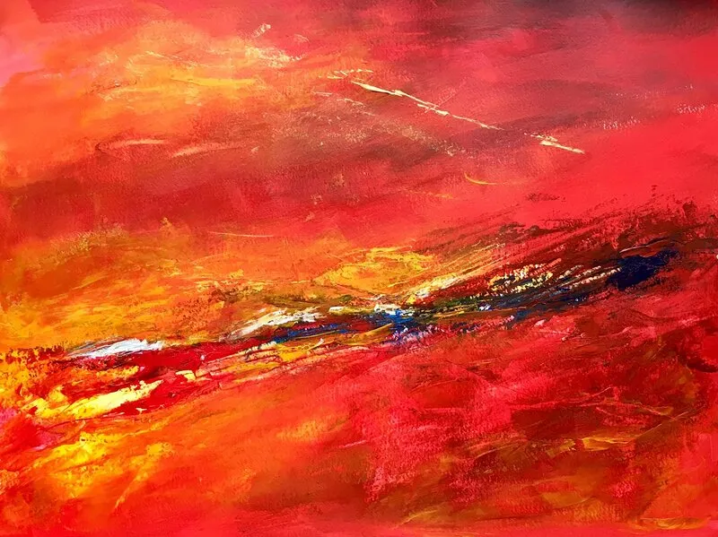 Akrylmålning Röd jord av Gunilla Tuvin