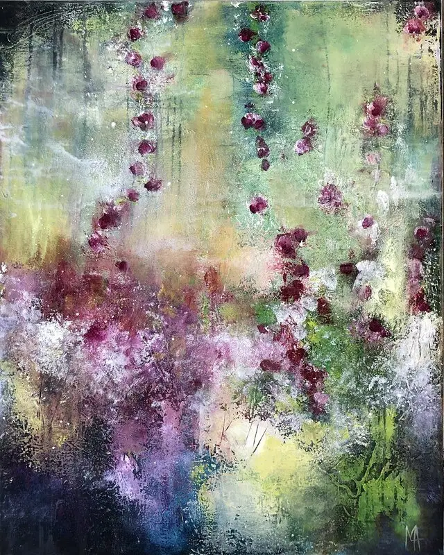 Akrylmålning Dreamy Flowers av Annette MA Stocker