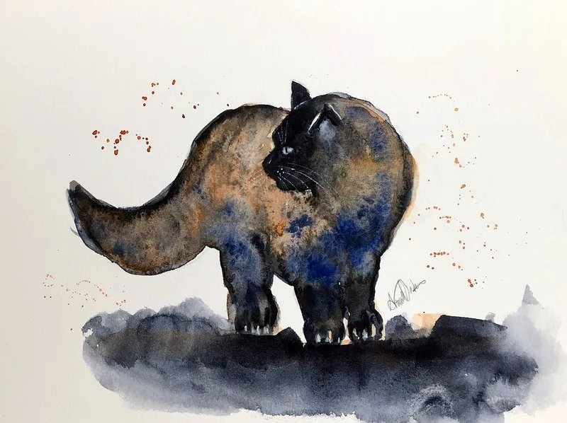 Akvarell Min lilla katt. av Annelie Wadin