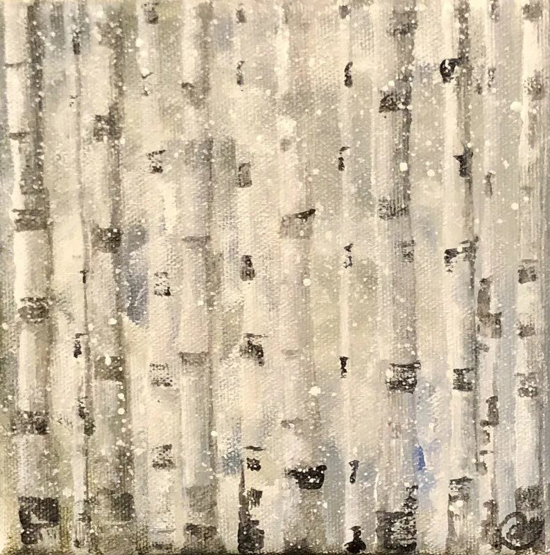 Akrylmålning Birches - miniature av Annette Landin