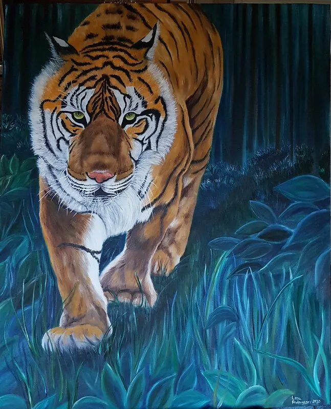 Oljemålning Nattens ögon av Lena Andersson